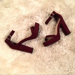 purple block heels